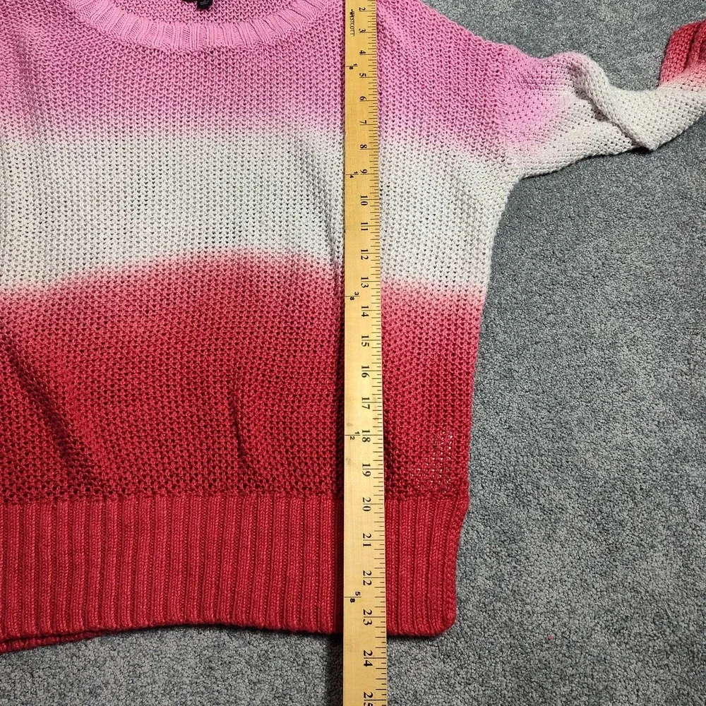 J. Crew Ombre Knit Pullover Sweater V-Neck Coral Pink White Small 100% Linen